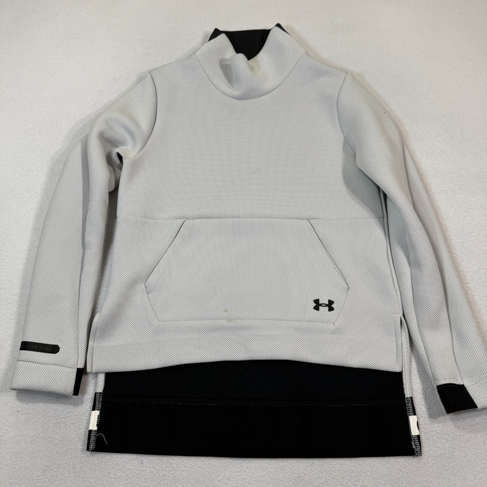 Under Armour Sweatshirt Womens‎ XS Loose White Black Athletic Pullover Mockneck